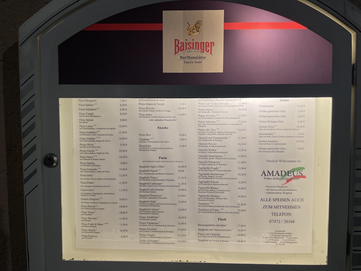 Restaurant Pizzeria Amadeus Photo Menu 1