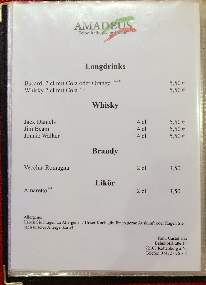 Restaurant Pizzeria Amadeus Photo Menu 5