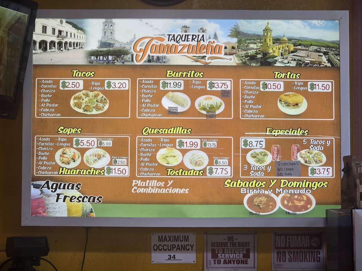 Taqueria Tamazulena Photo Menu 2