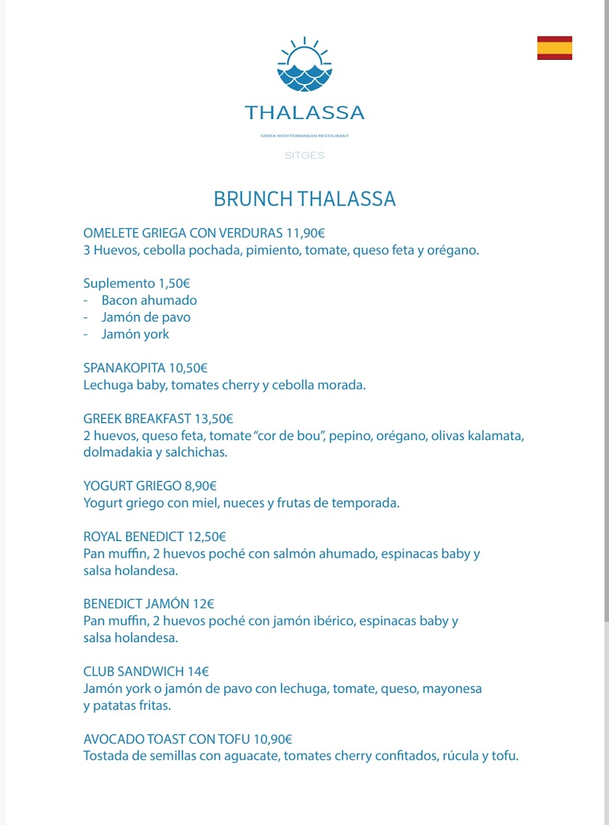 Thalassa Sitges Photo Menu 1