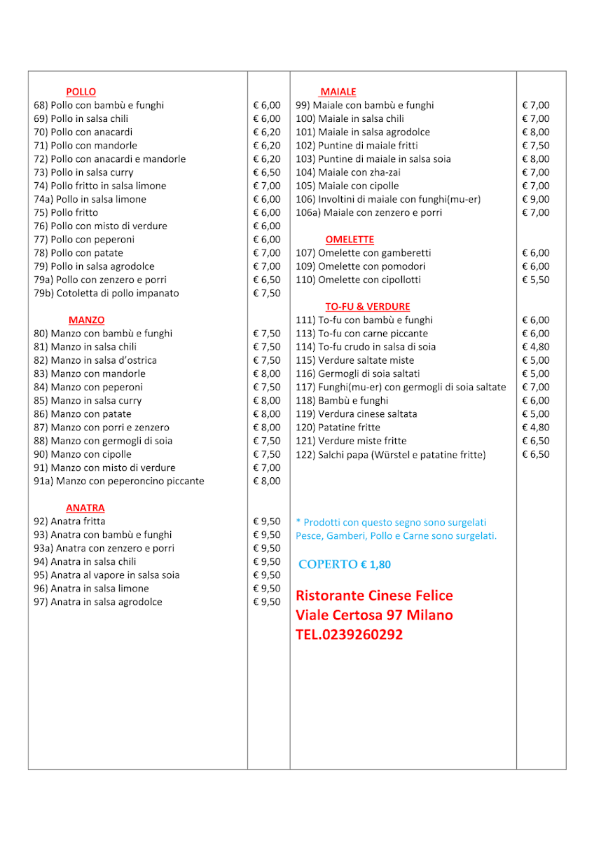 Ristorante Cinese Felice Photo Menu 1