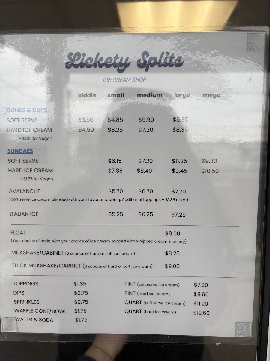 Lickety Splits Ice Cream Shop Photo Menu 4
