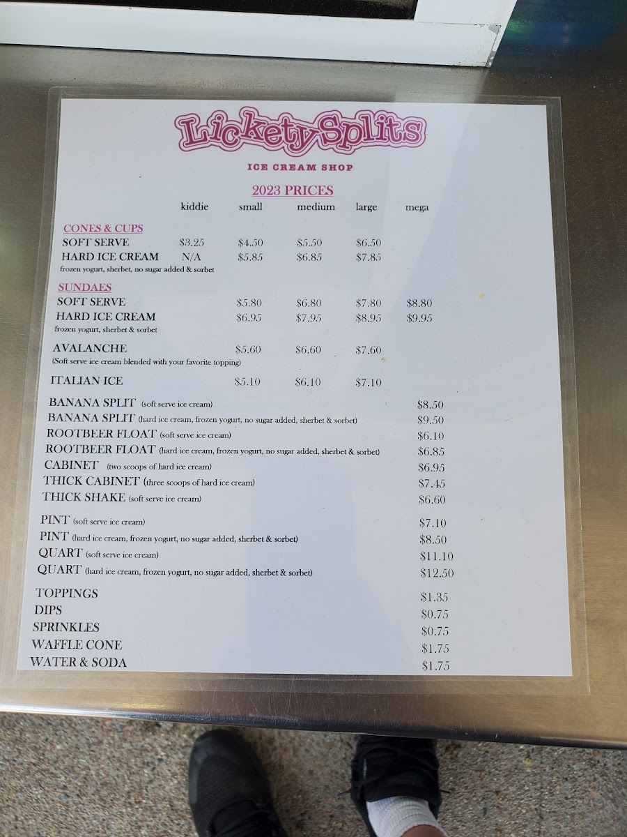 Lickety Splits Ice Cream Shop Photo Menu 9