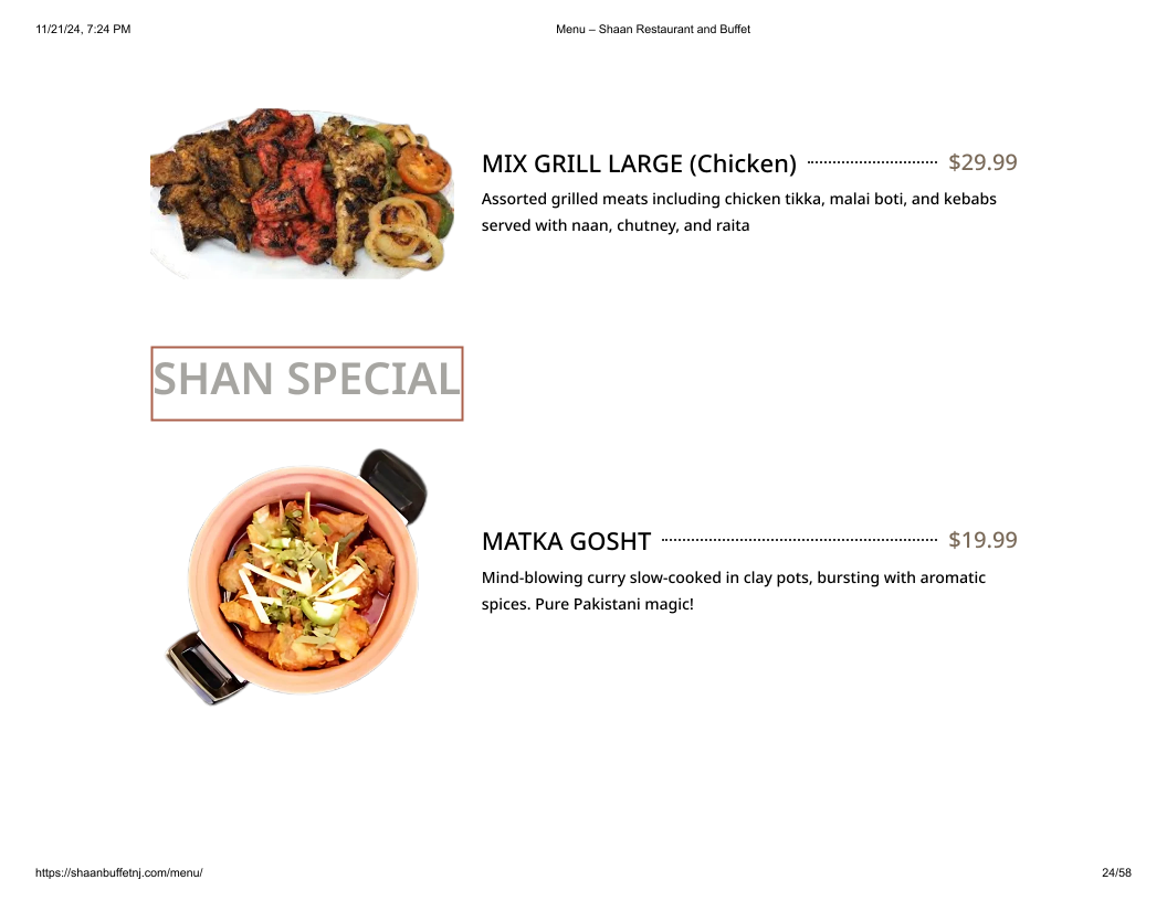 Shaan Restaurant & BUFFET Photo Menu 2