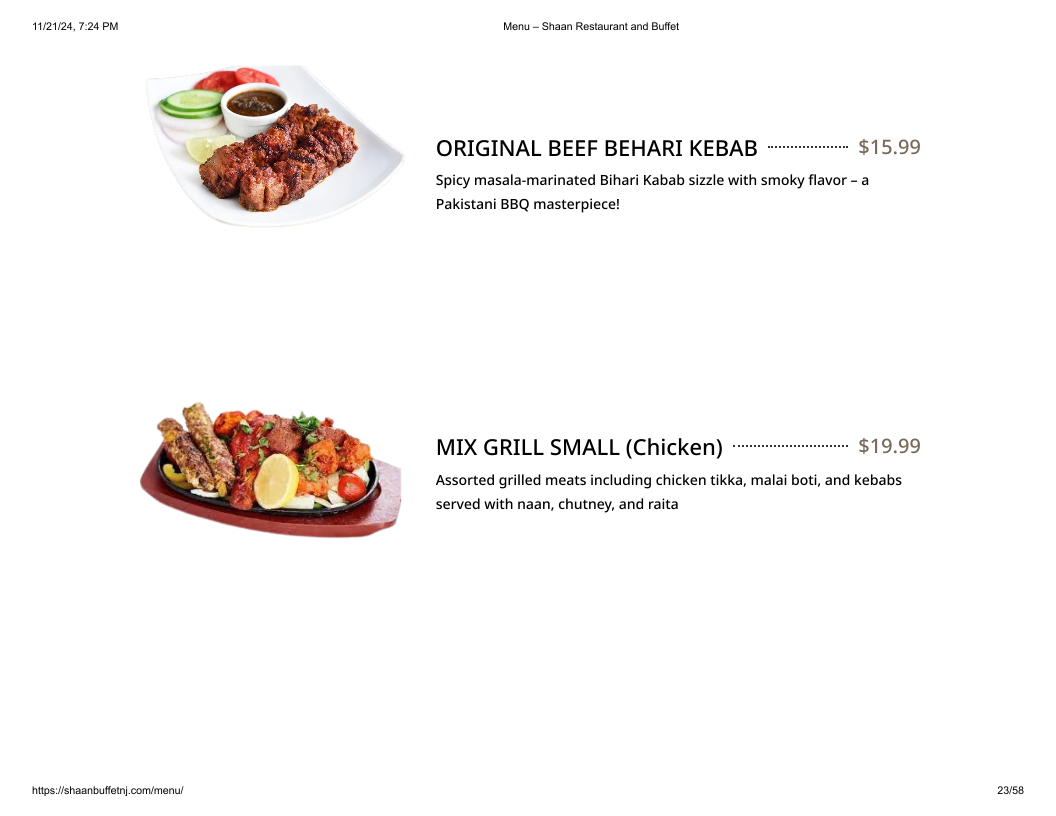 Shaan Restaurant & BUFFET Photo Menu 3