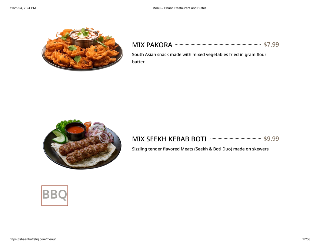 Shaan Restaurant & BUFFET Photo Menu 8