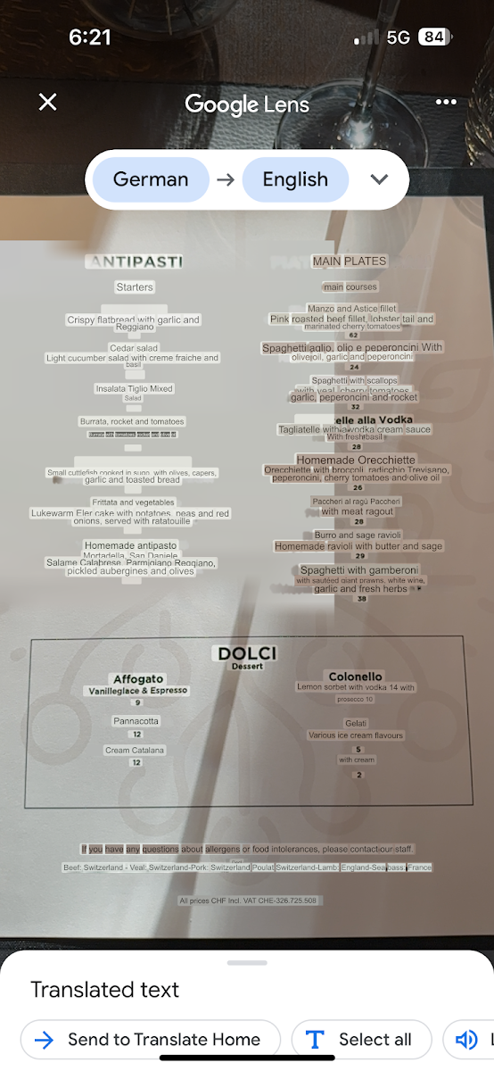 Tiglio Osteria Photo Menu 1