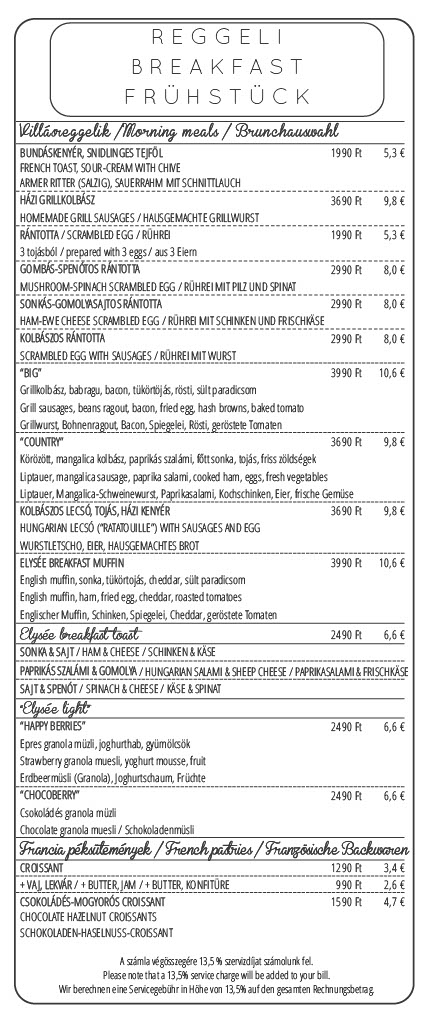 Elysée Bistro & Kávéház Photo Menu 5