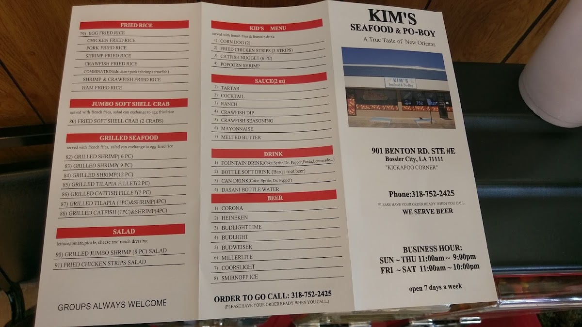 Kim’s Seafood & Po-Boy Bossier Photo Menu 10