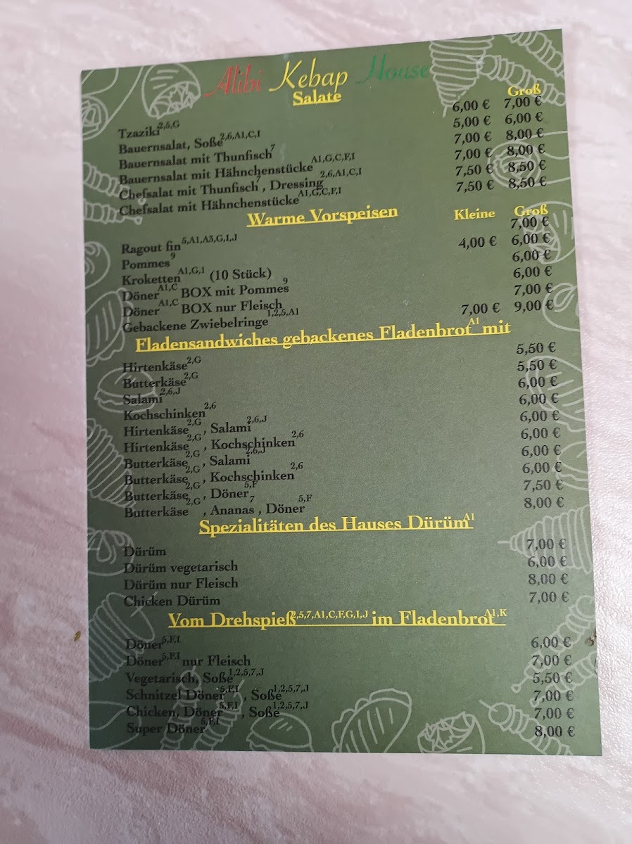 Kebabhaus Alibi Photo Menu 1