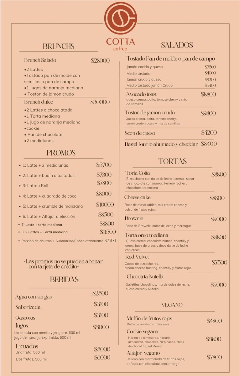 Cotta Cafe Photo Menu 1