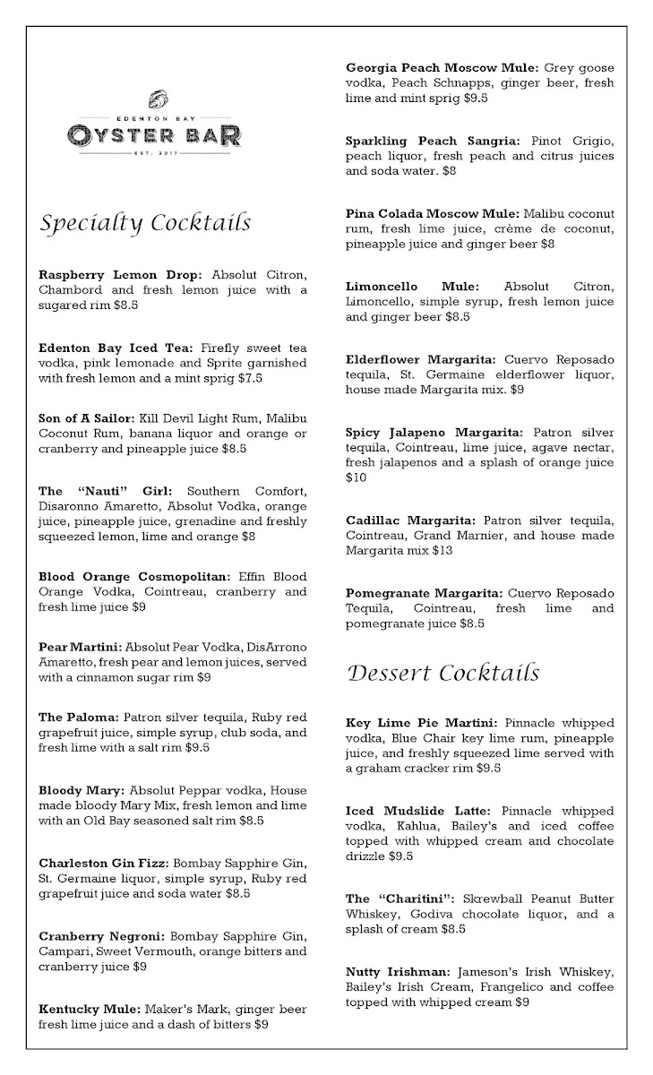 Edenton Bay Oyster Bar Photo Menu 6