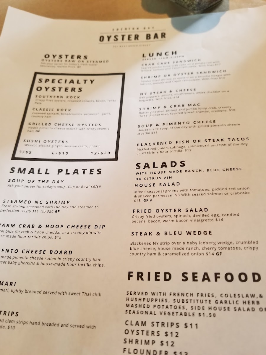 Edenton Bay Oyster Bar Photo Menu 9