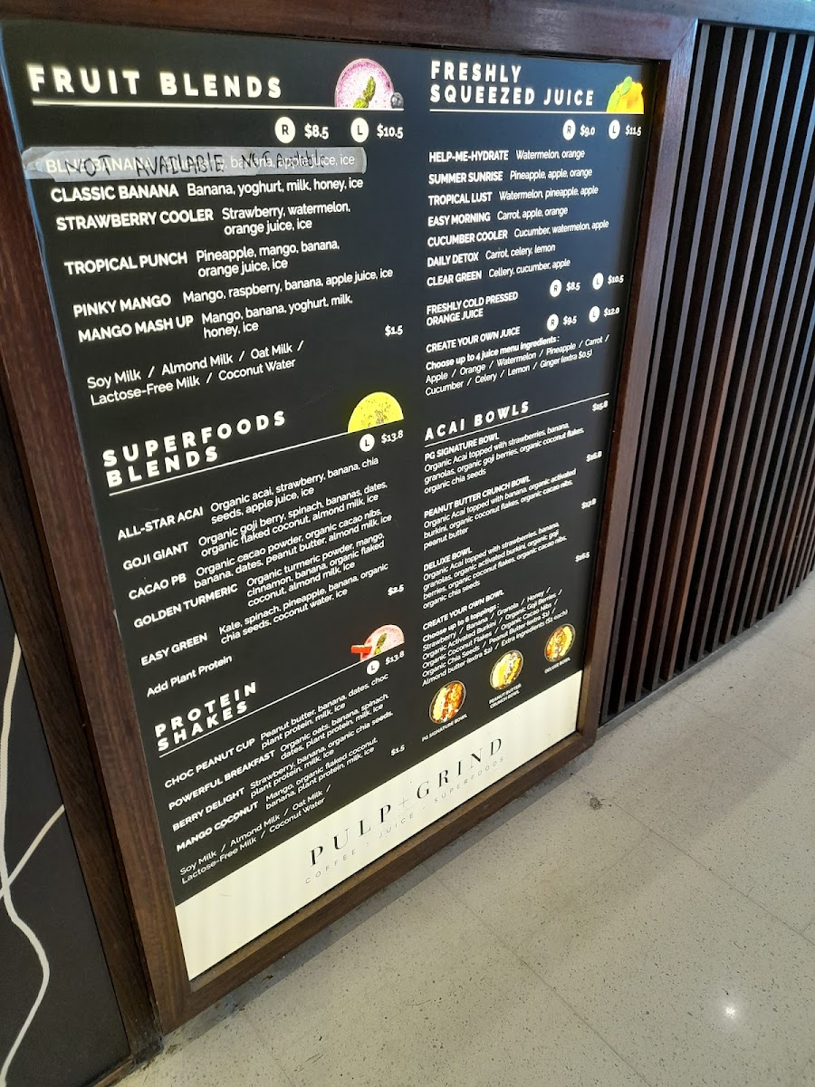 Pulp & Grind Sydney International Airport Photo Menu 5