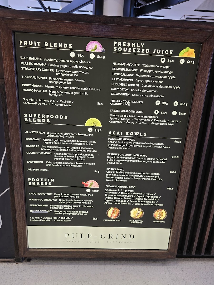 Pulp & Grind Sydney International Airport Photo Menu 6