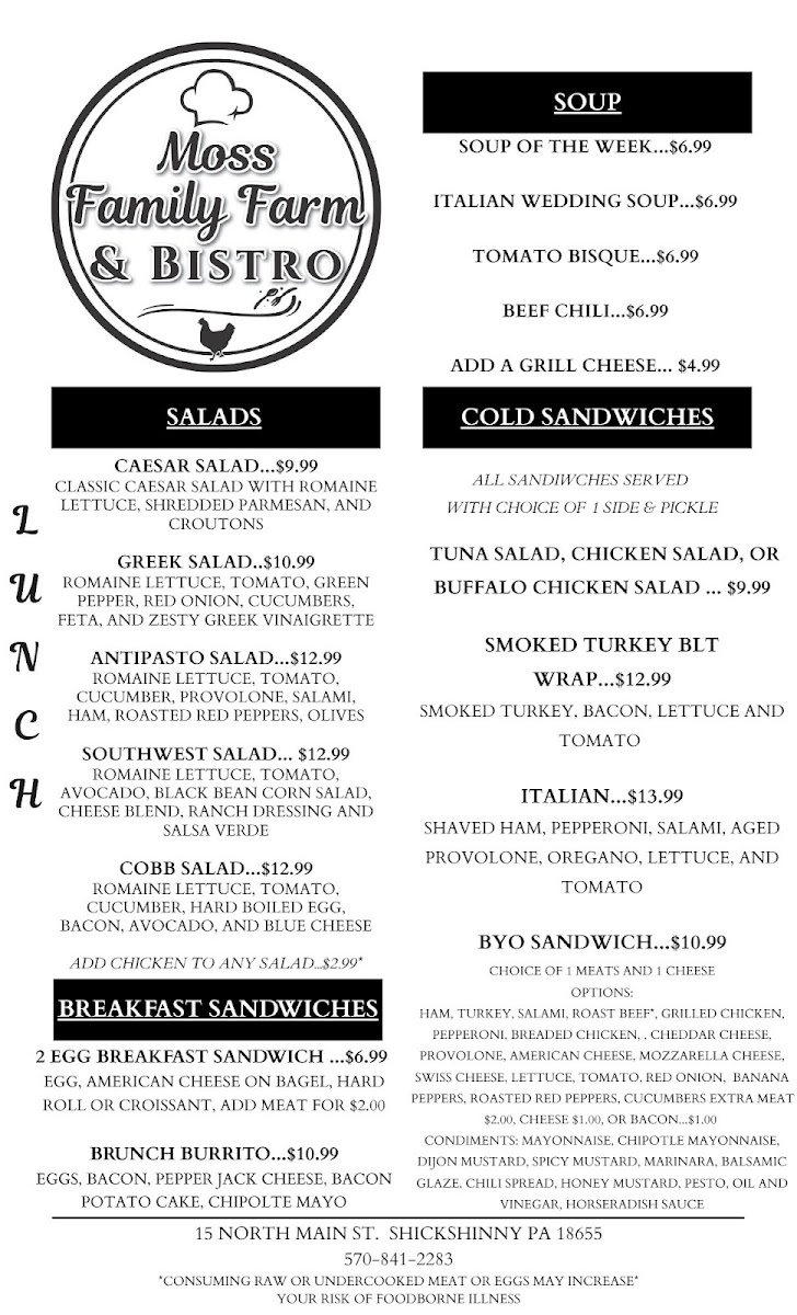 Moss Family Farm & Bistro Photo Menu 4
