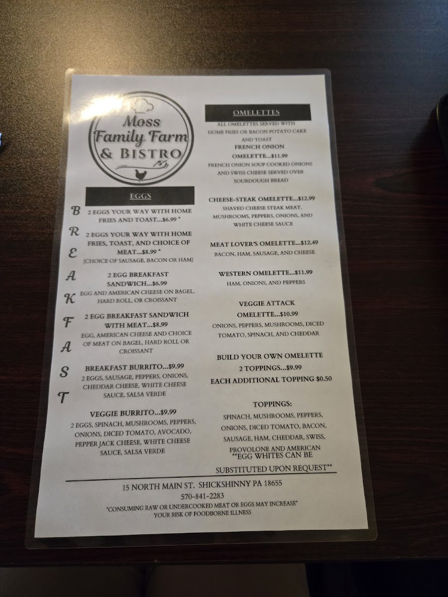 Moss Family Farm & Bistro Photo Menu 7