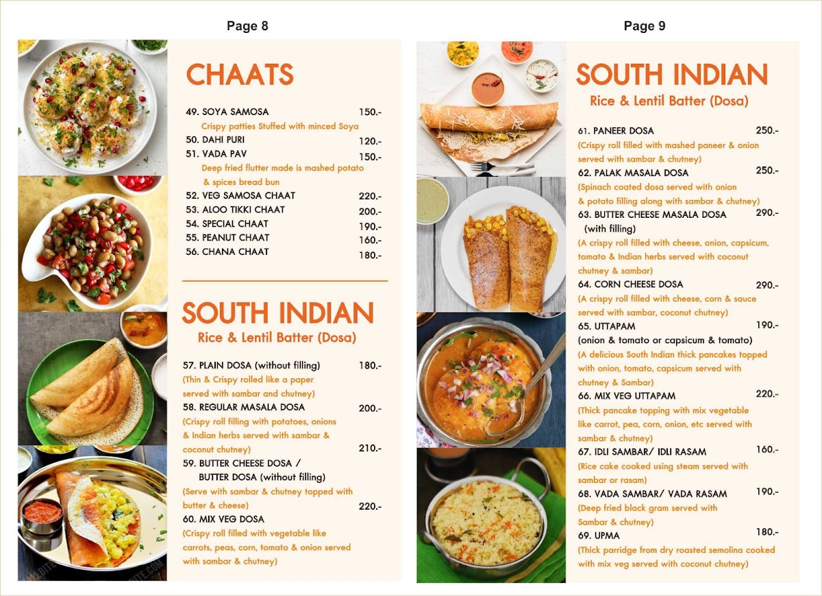 Pure Vegetarian Dosa Kitchen Photo Menu 1