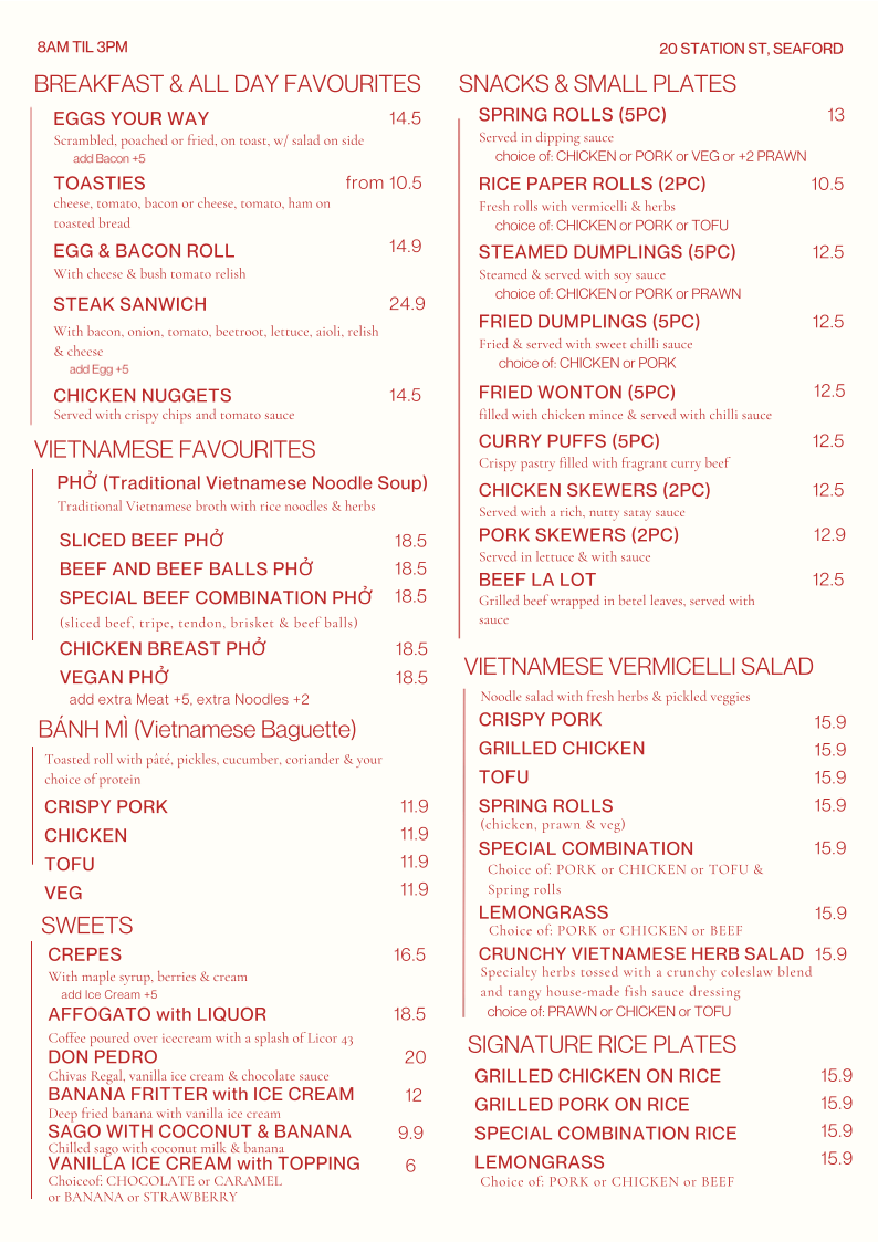 Luma Seaford Photo Menu 1