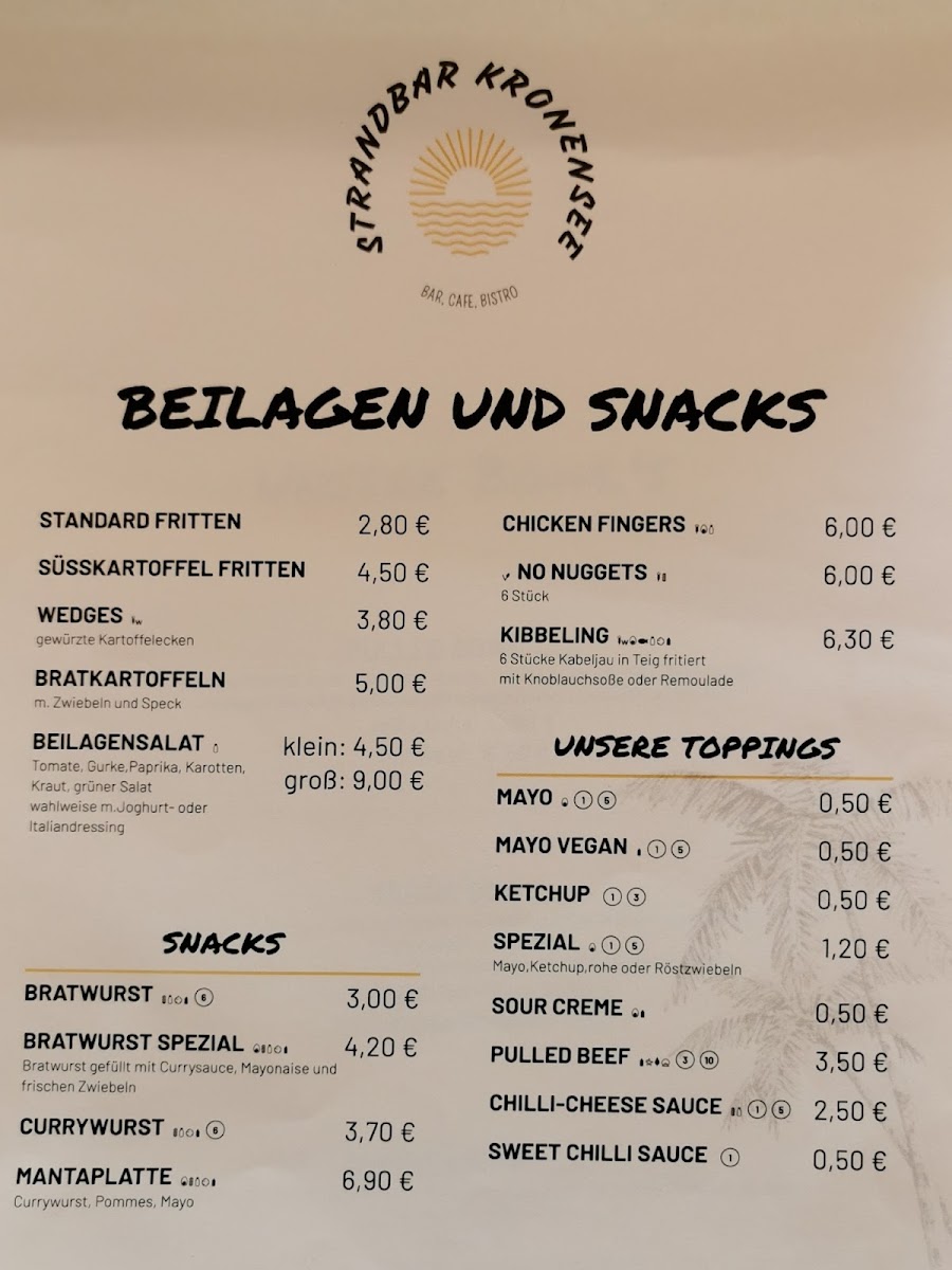 Strandbar Kronensee Photo Menu 2