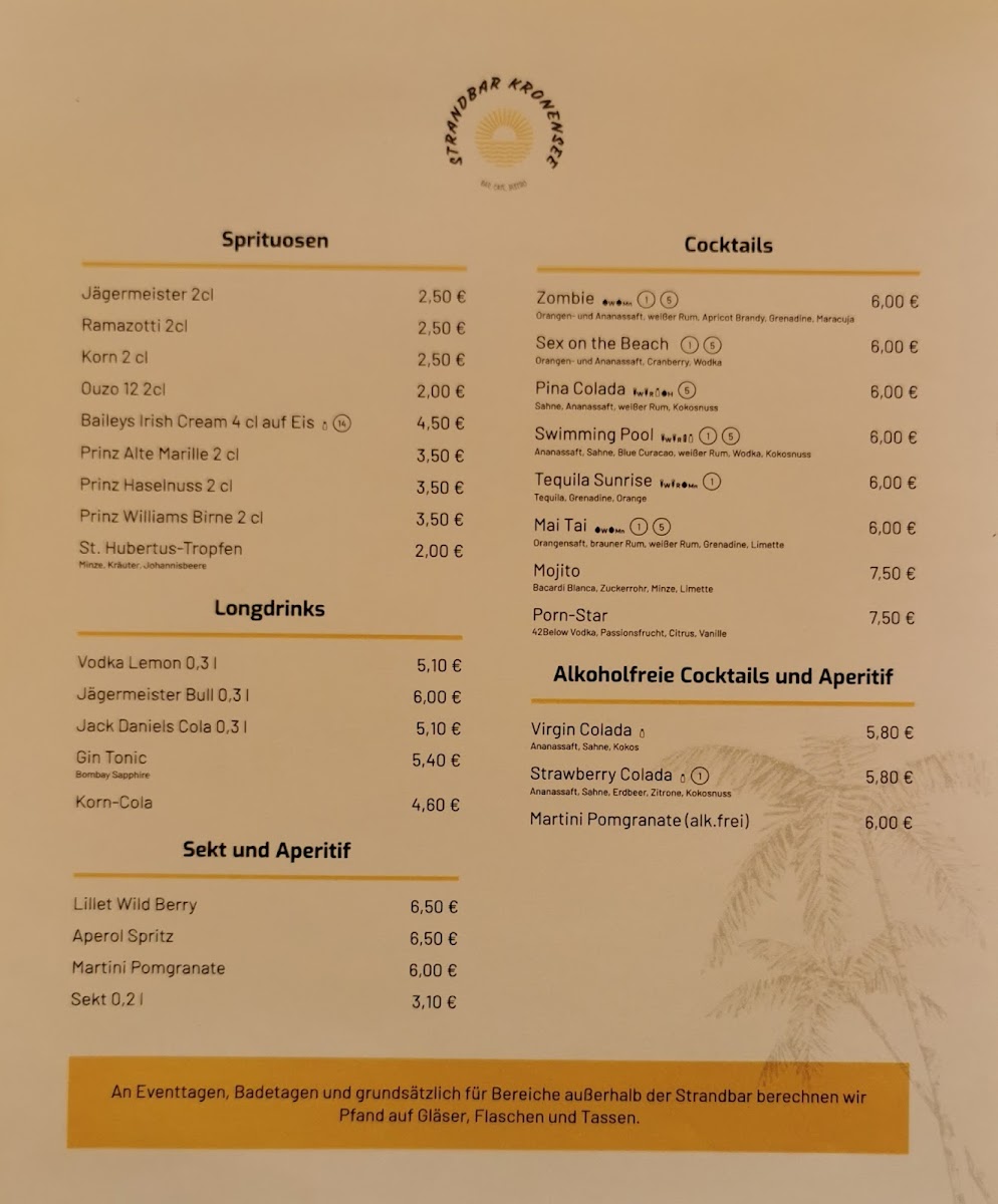 Strandbar Kronensee Photo Menu 4