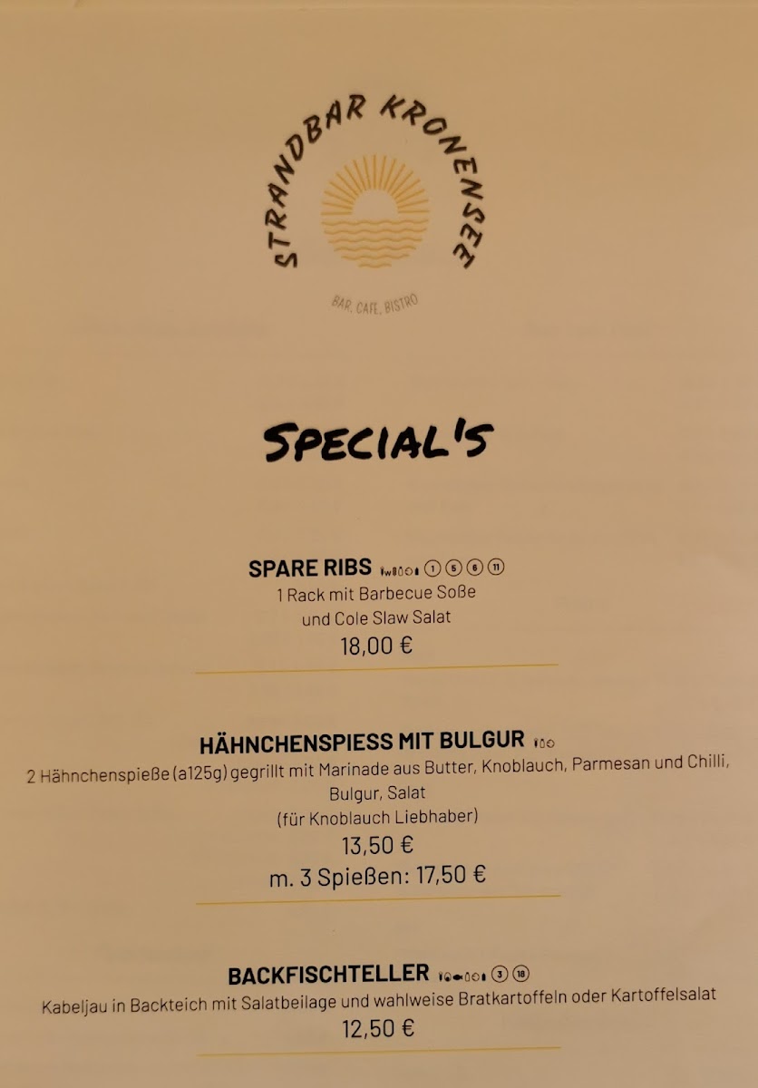 Strandbar Kronensee Photo Menu 5