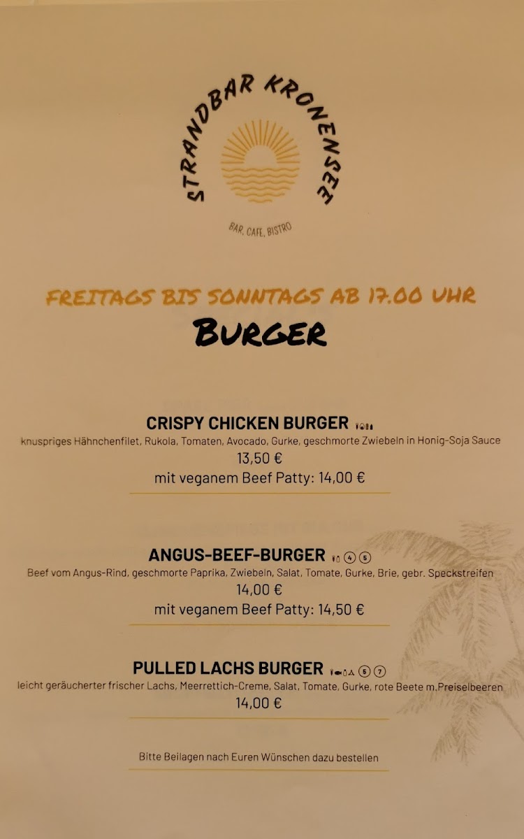 Strandbar Kronensee Photo Menu 7