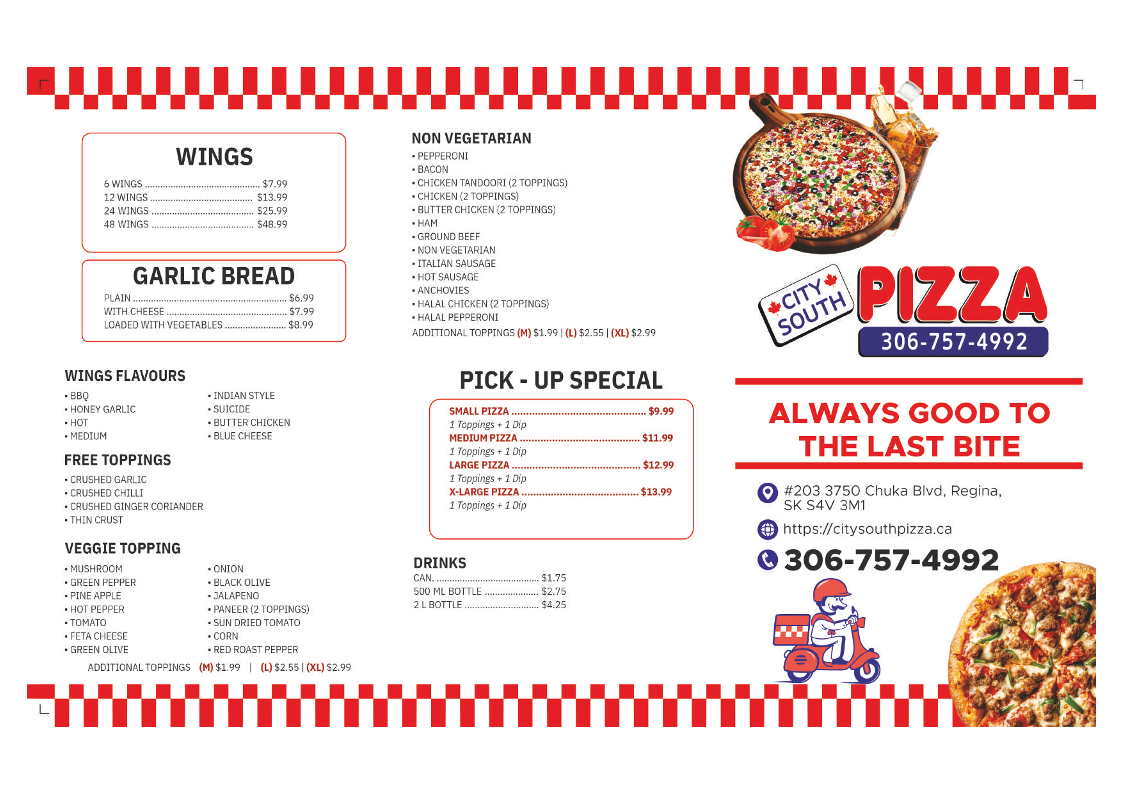 City South Pizza Photo Menu 2