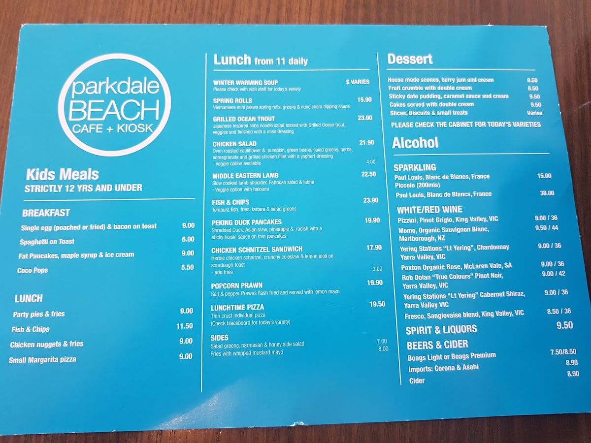 Parkdale Beach Cafe & Kiosk Photo Menu 10