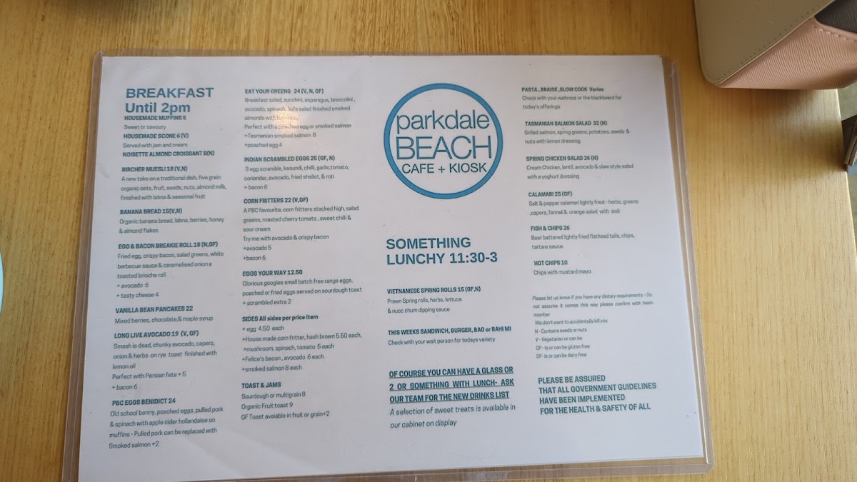Parkdale Beach Cafe & Kiosk Photo Menu 3