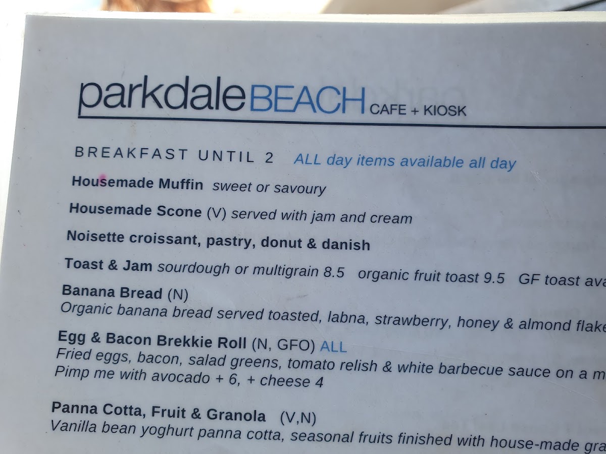 Parkdale Beach Cafe & Kiosk Photo Menu 5