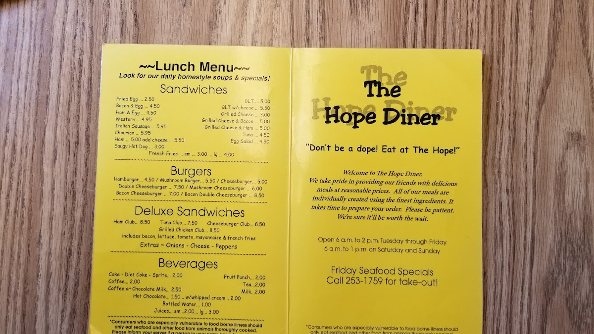 Hope Diner Photo Menu 3