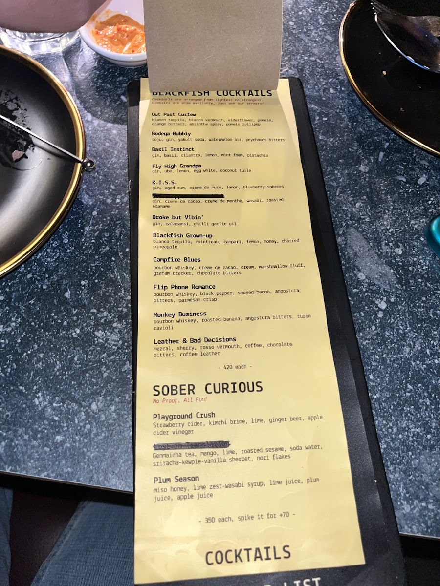 Blackfish Cocktail Bar & Restaurant Photo Menu 5