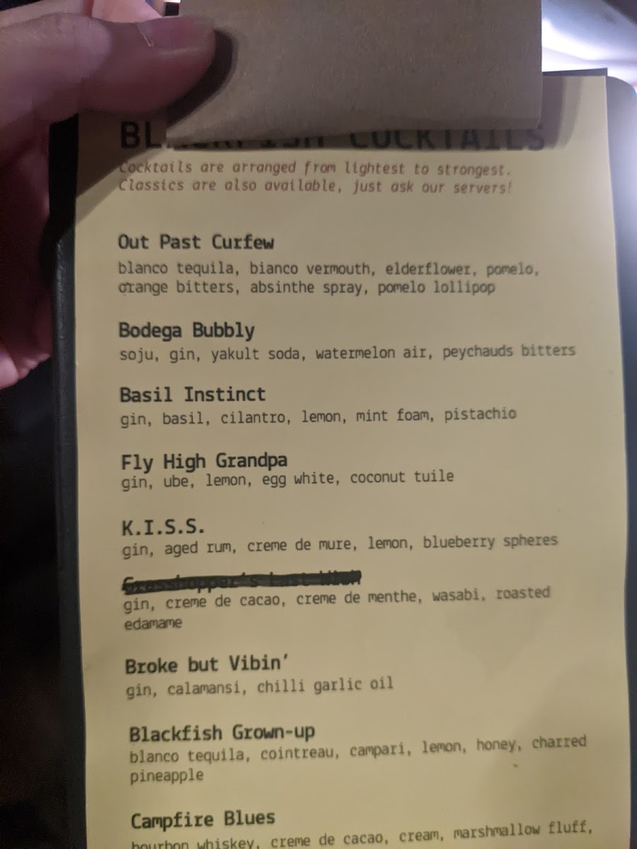 Blackfish Cocktail Bar & Restaurant Photo Menu 7