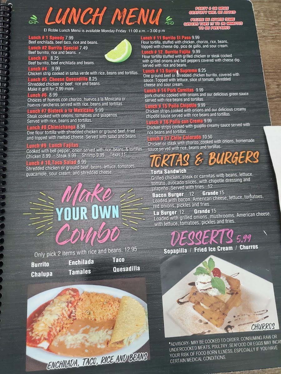 El Roble Mexican Restaurant Photo Menu 10