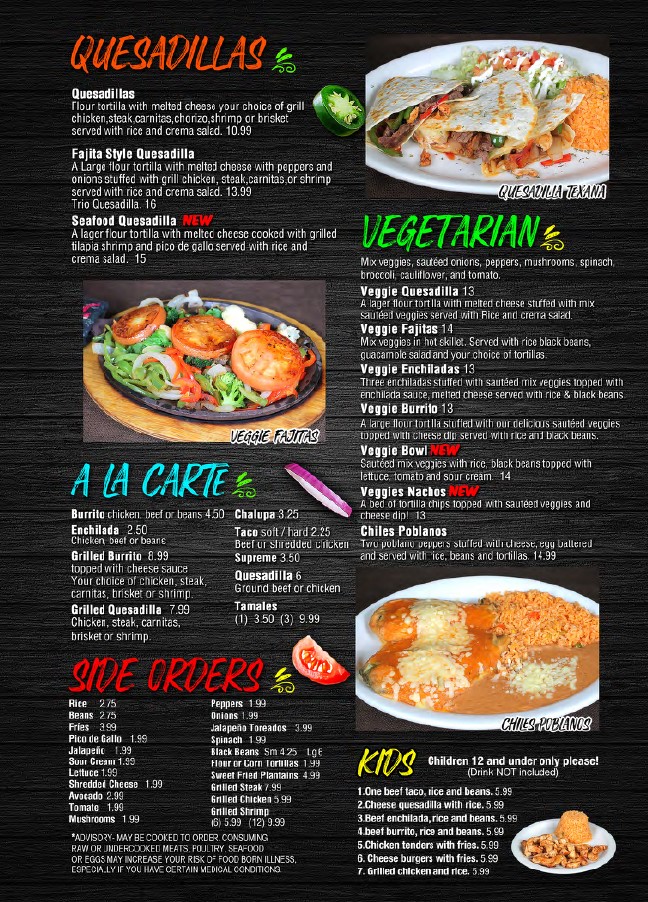 El Roble Mexican Restaurant Photo Menu 3