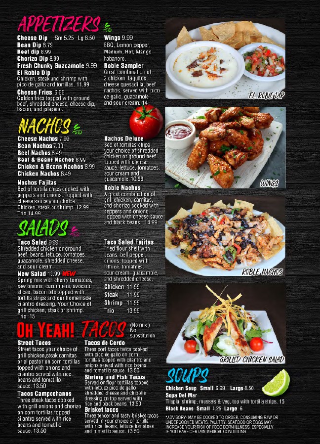 El Roble Mexican Restaurant Photo Menu 4