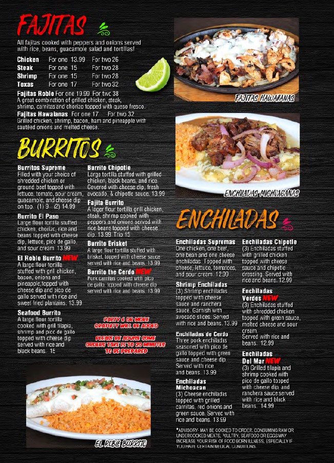 El Roble Mexican Restaurant Photo Menu 5