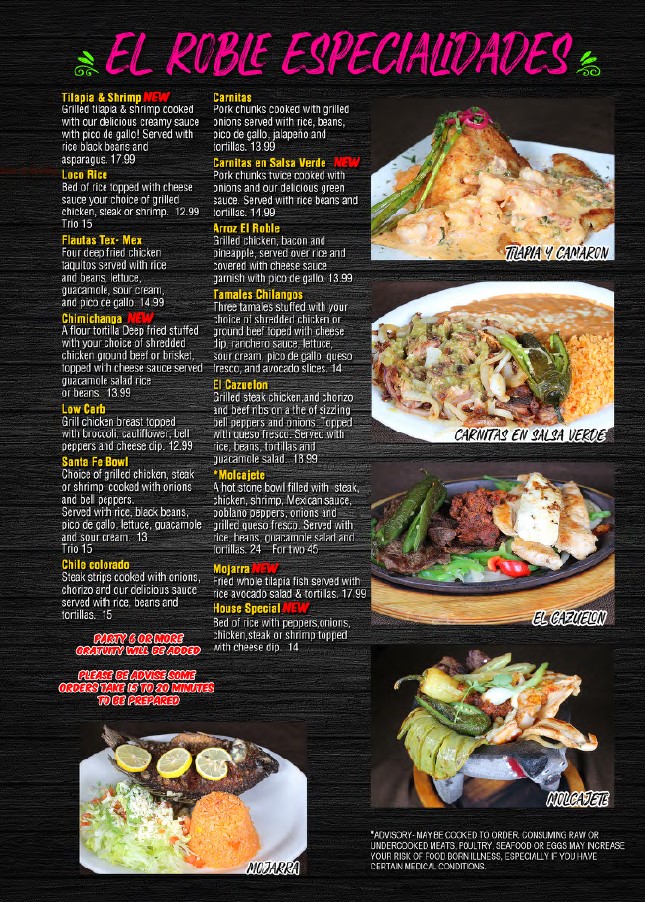 El Roble Mexican Restaurant Photo Menu 8