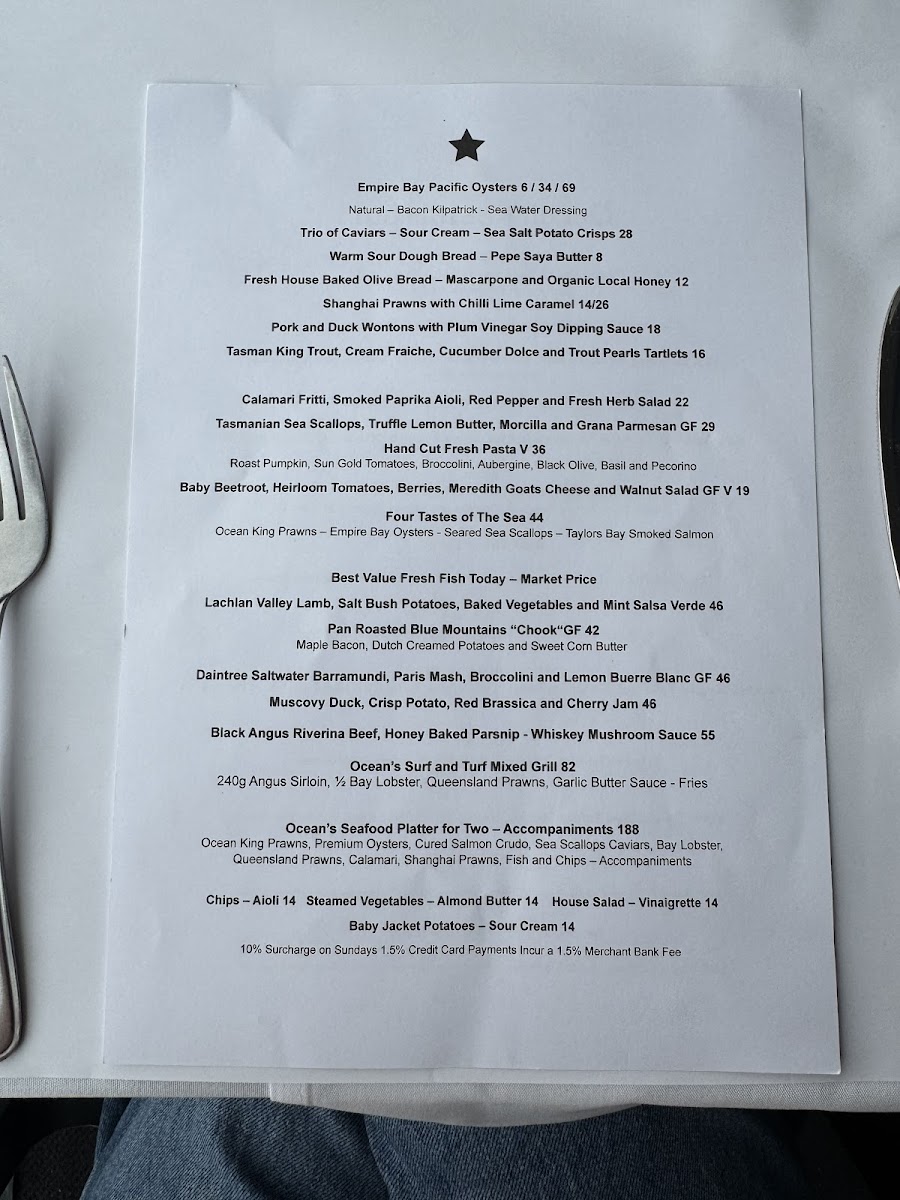Ocean Restaurant and Bar - Blue Bay Photo Menu 2