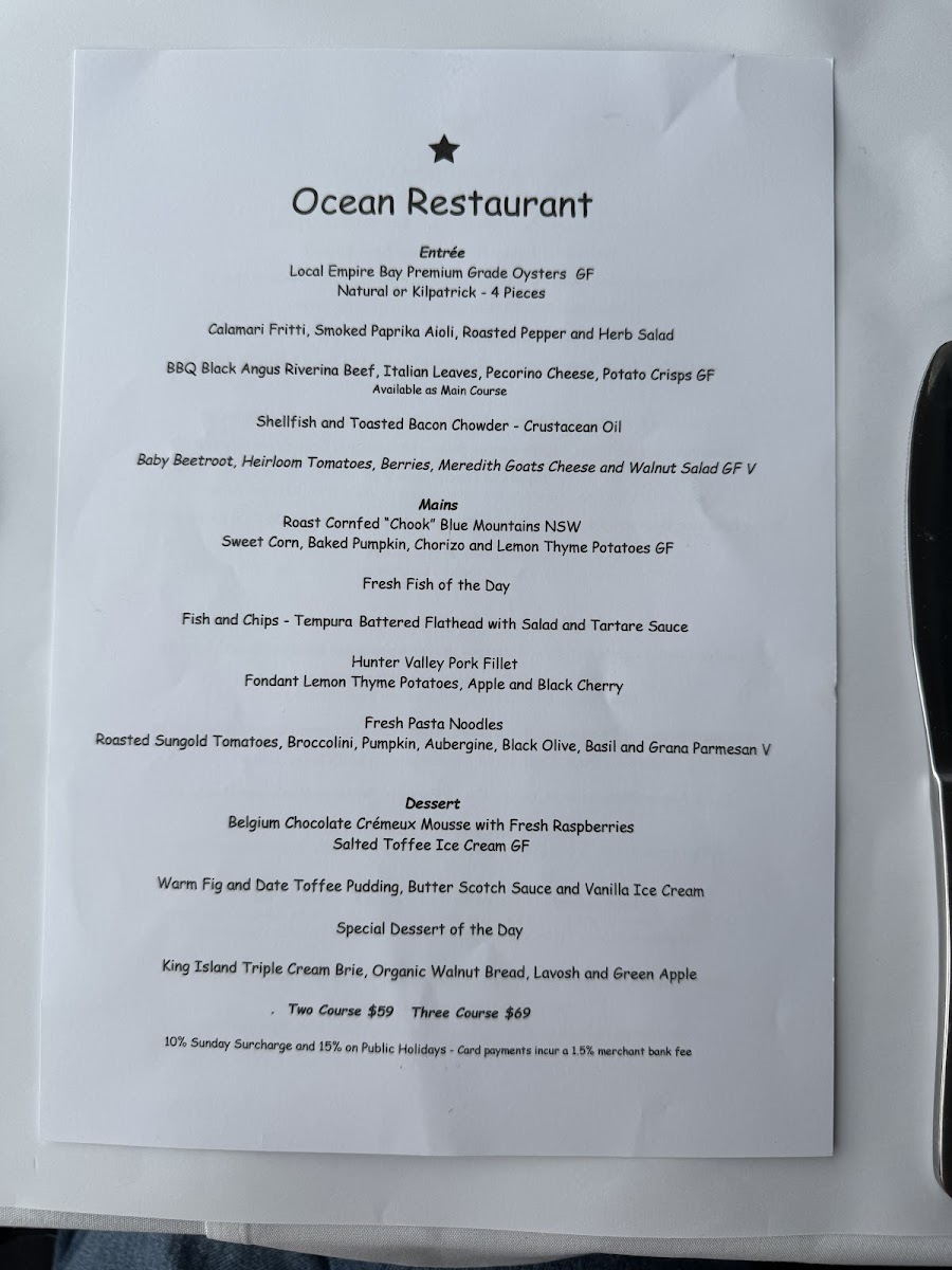 Ocean Restaurant and Bar - Blue Bay Photo Menu 3