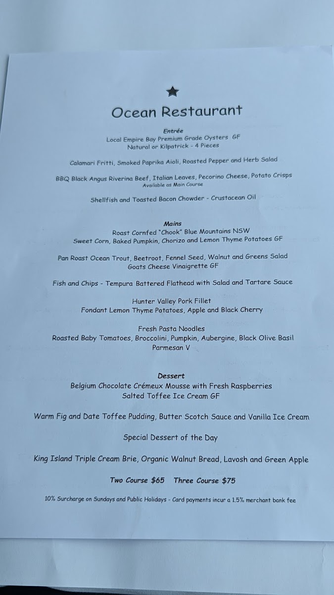 Ocean Restaurant and Bar - Blue Bay Photo Menu 6