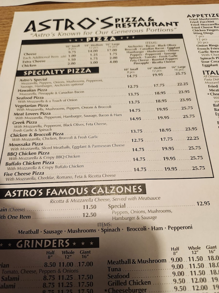 Astro's Pizza Photo Menu 3