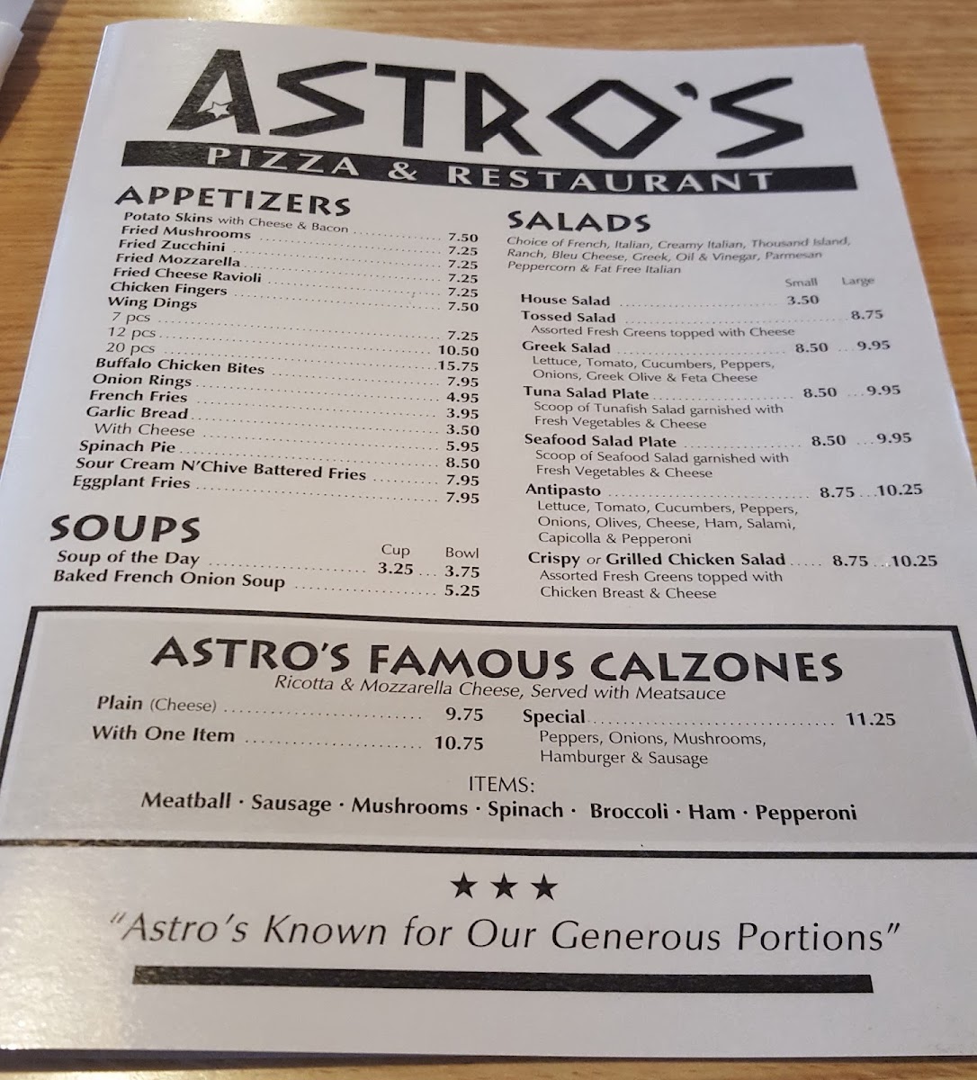 Astro's Pizza Photo Menu 4