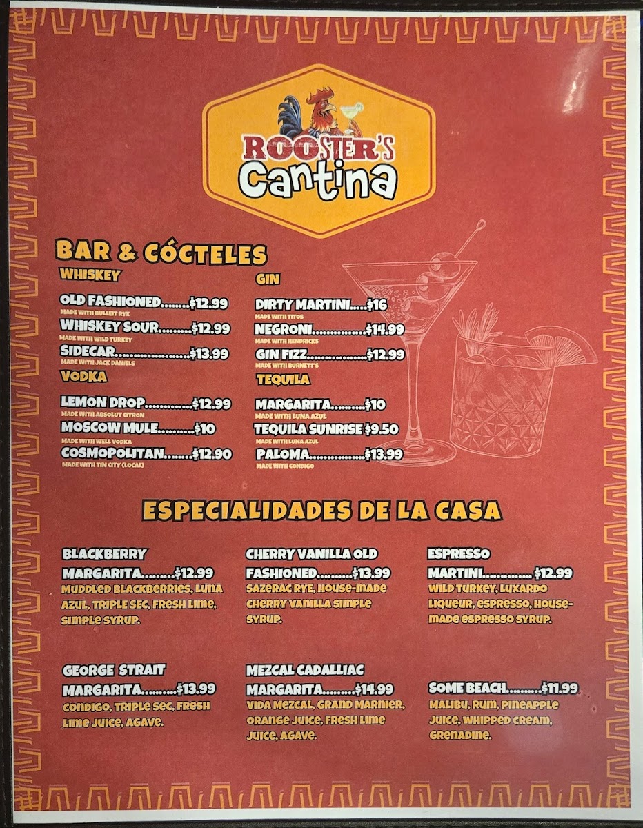 Rooster's Cantina Photo Menu 1