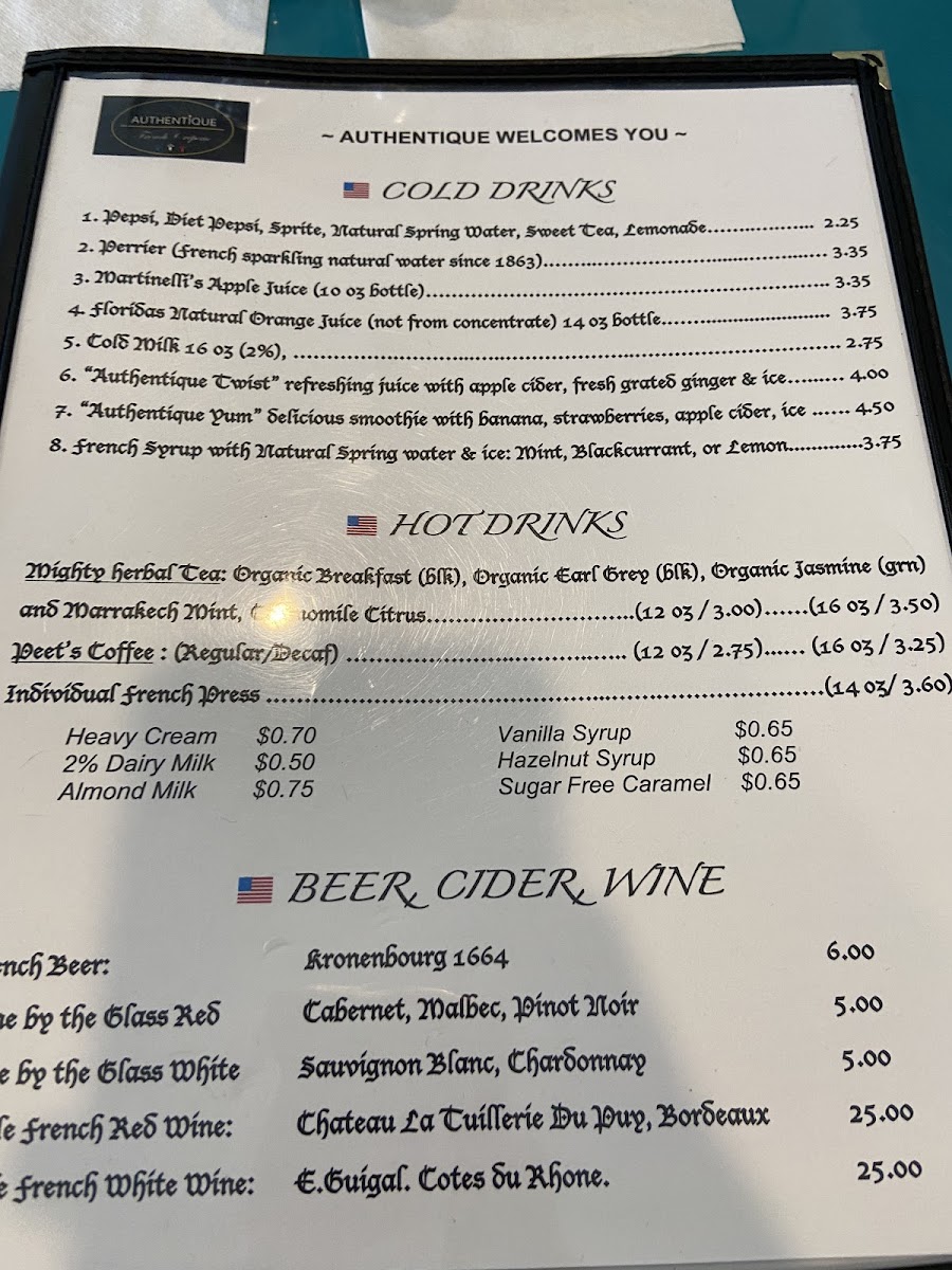 AUTHENTIQUE FRENCH CREPERIE Photo Menu 8