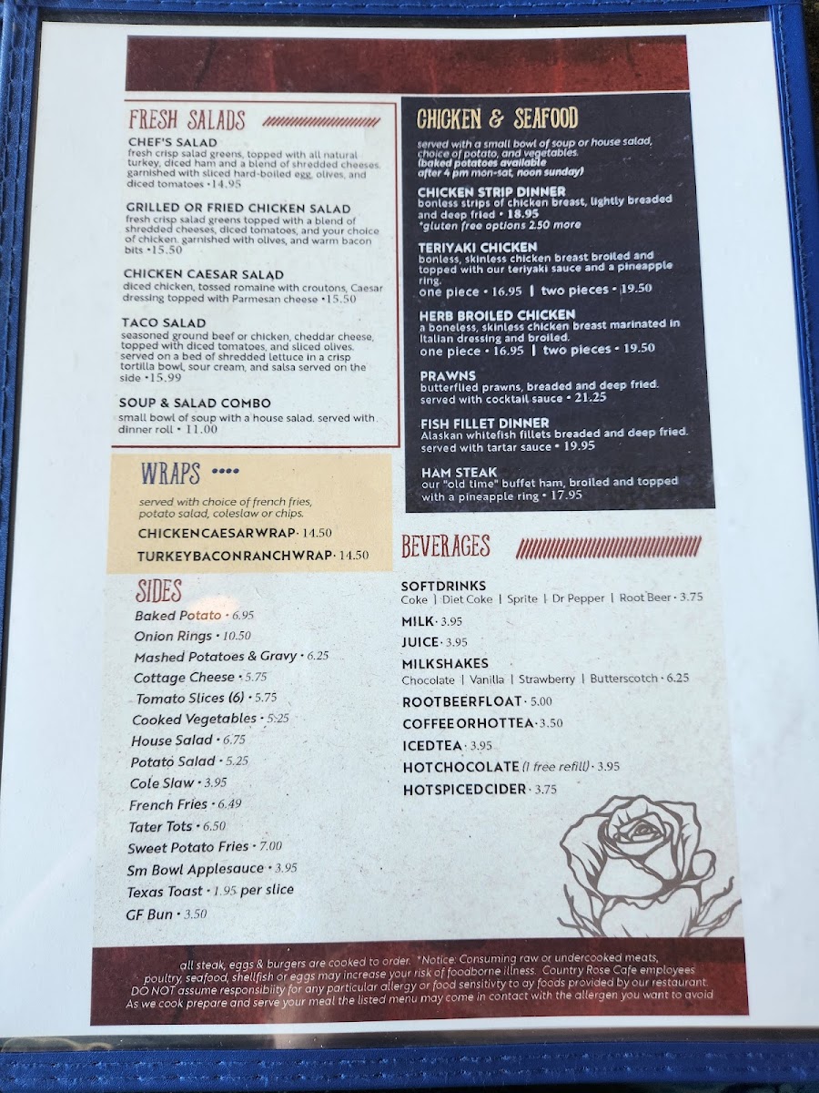 Country Rose Café Photo Menu 3