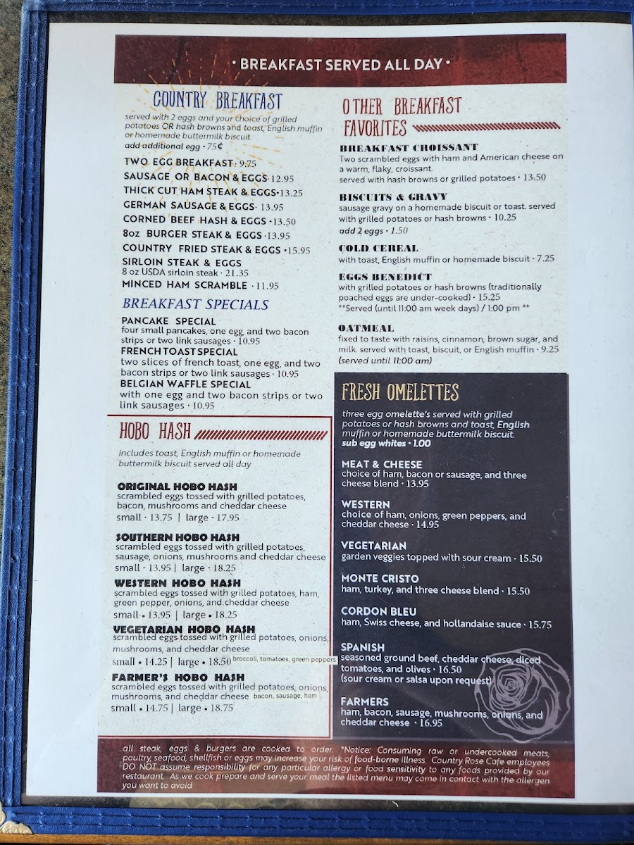 Country Rose Café Photo Menu 6