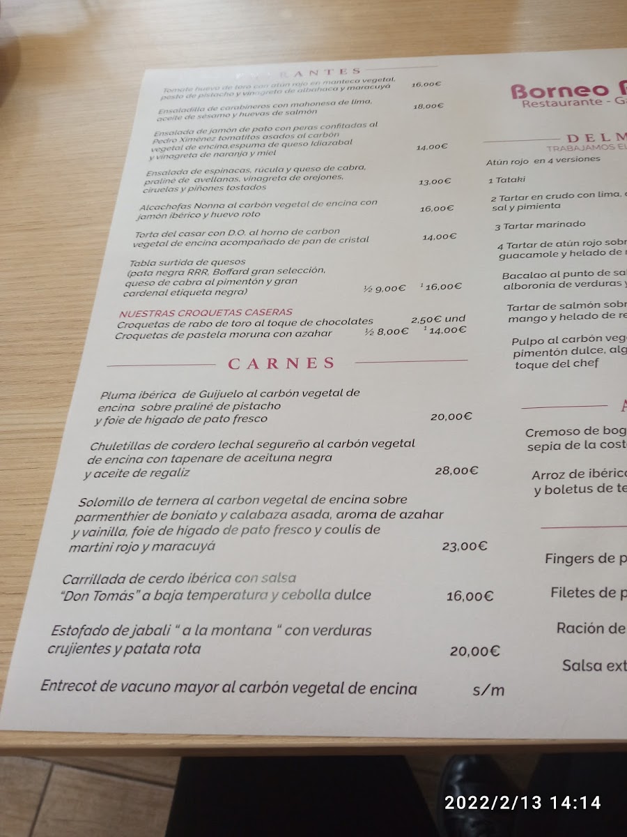 Restaurante Borneo Plaza. “Cocina de producto”. Photo Menu 2