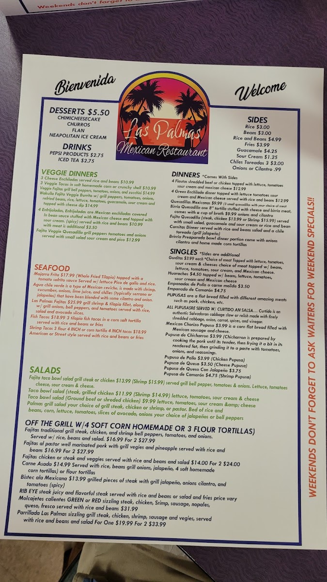 Las Palmas Mexican Restaurant Photo Menu 1